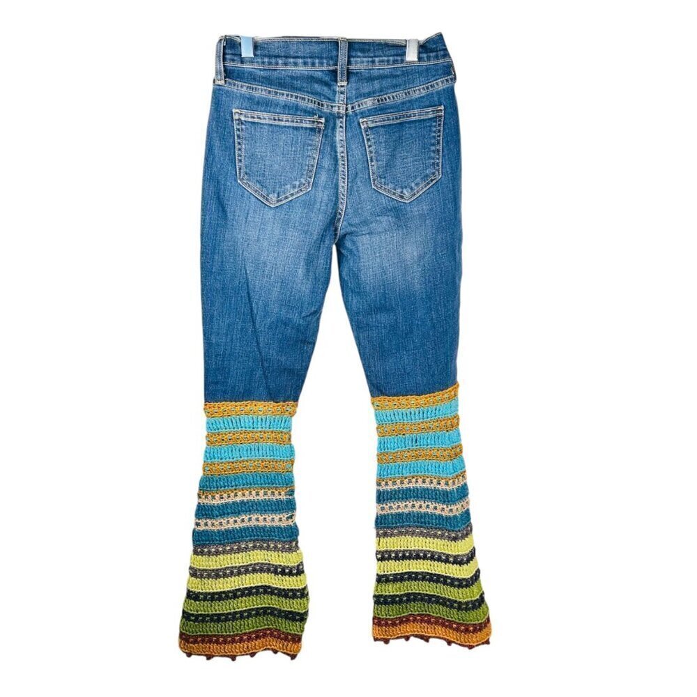 2/$30 Old Navy Sweetheart Boho Knit Multicolor Jeans Size 00 Bohemian - Picture 2 of 5